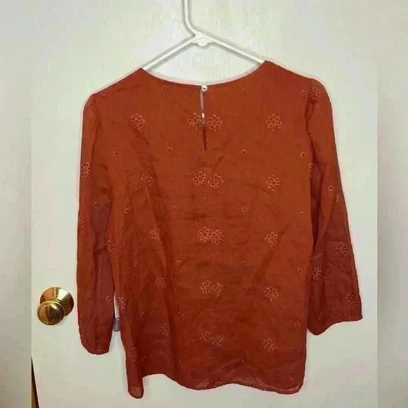 Daniel Rainn Blouse Women Medium Terracotta Rayon Lined through body, 3/4 Sleeve - Picture 7 of 7